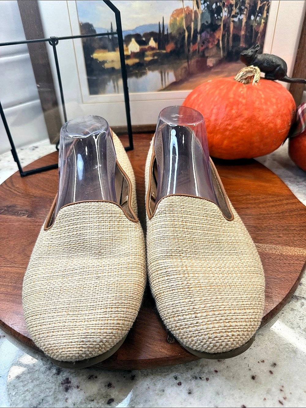 Aerosoles Woven Slip-On Mules in Tan